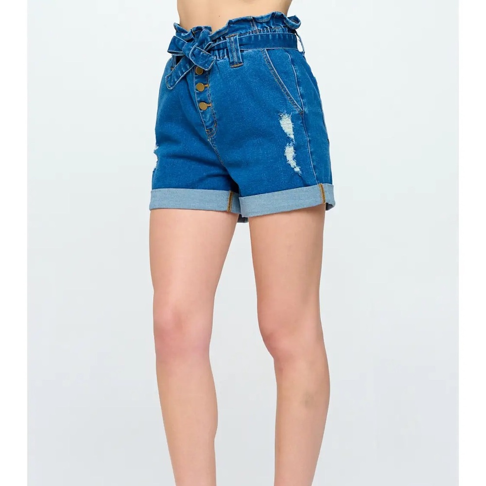 Blue turtle stretchy jean shorts
